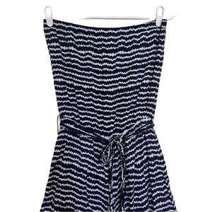 Prelude- Strapless striped jumpsuit. Fringe tassel belt wide leg- Women’s size S